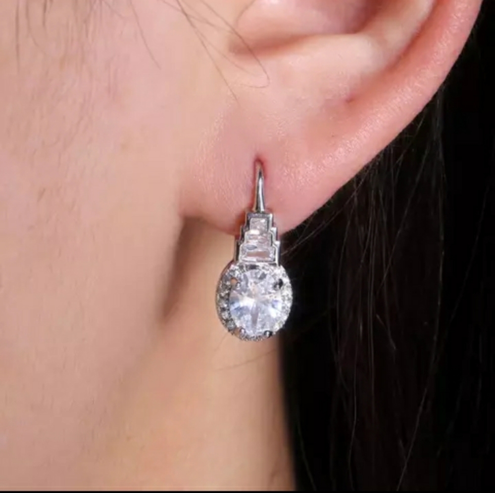 Silver Drop Earrings - Picture 3 of 5